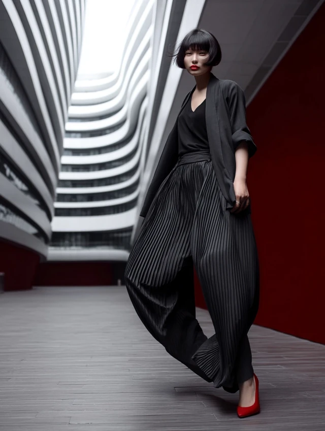 Fashion Forward Woman in Black and White