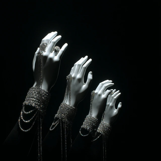 Mannequin Hands with Diamond Jewelry in Black and White