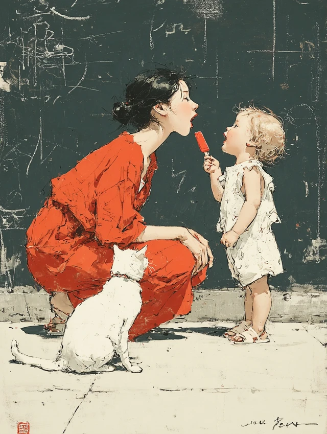 Shared Popsicle A Touching Chalkboard Illustration