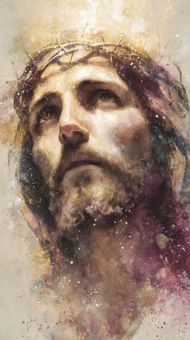 Abstract Watercolor Painting of Christ