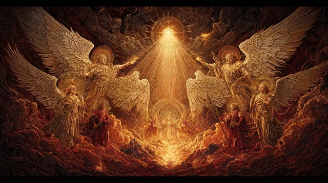 Angels Before Gods Throne Heavenly Realm