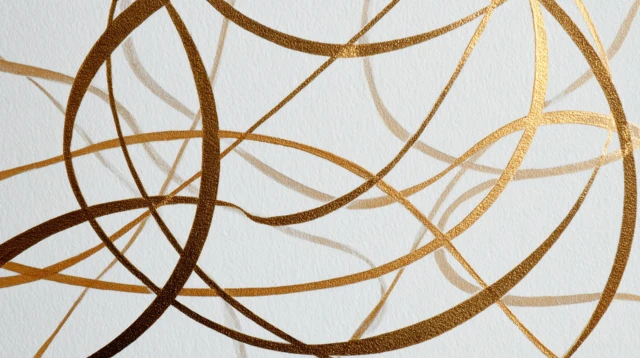 Abstract Gold Geometric Line Art on White Background