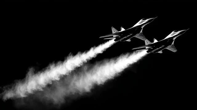 Fighter Jets in Flight Black and White Aesthetic