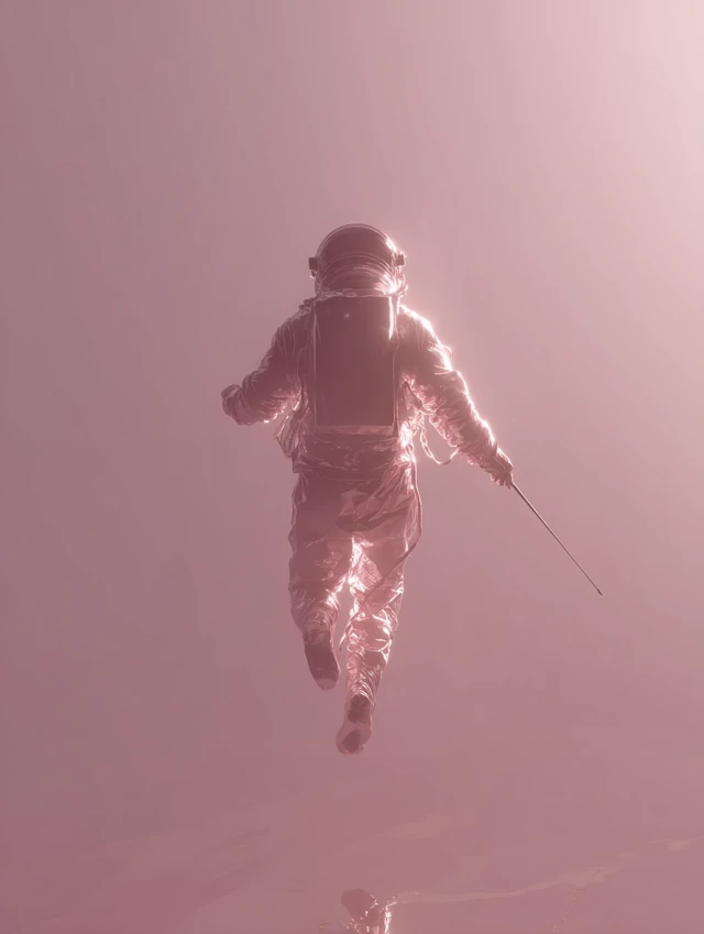 Astronaut Painting in Space Photorealistic Scene