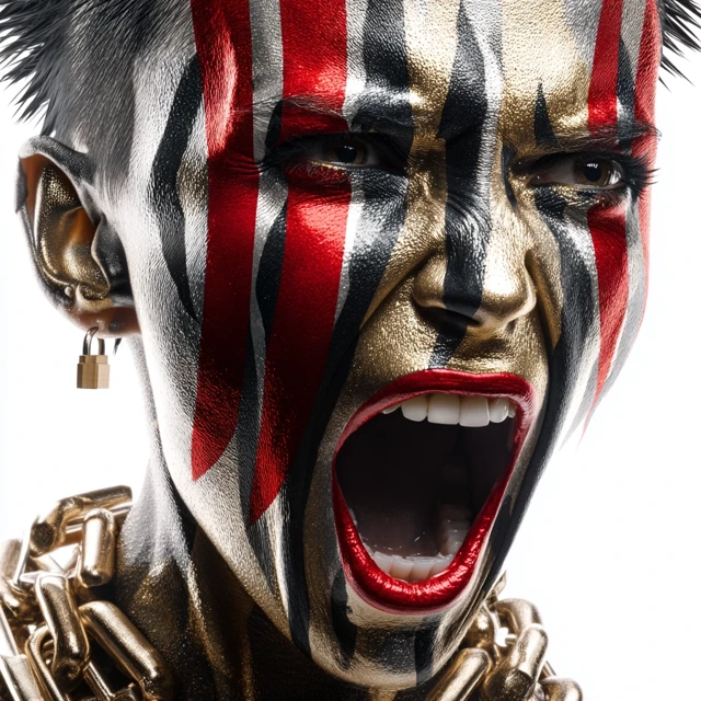 Punk Android Portrait: Metallic, Dramatic, Intense