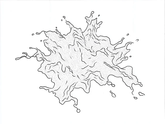 Abstract Contour Line Drawing Water Splash