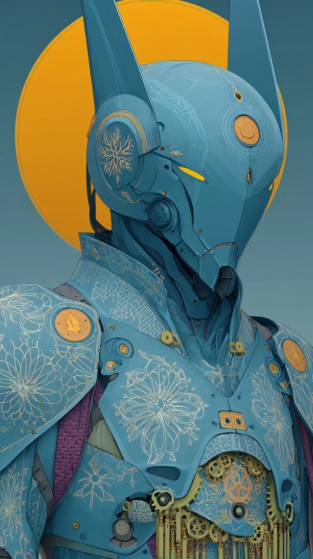 Mecha Beauty in Luxurious SciFi Armor Illustration