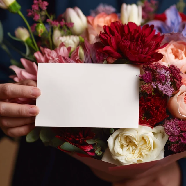Flower Bouquet With Blank Card Perfect Gift