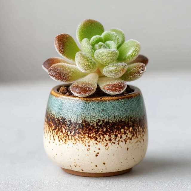 Succulent Plant in Ceramic Pot Minimalist Aesthetic