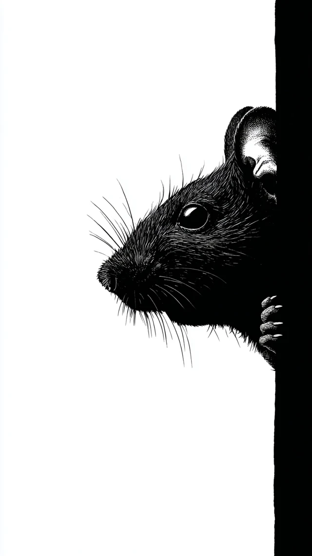 Black Silhouette Rat Head Illustration
