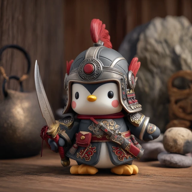 Cartoon Penguin Knight Chinese Style Handmade Product