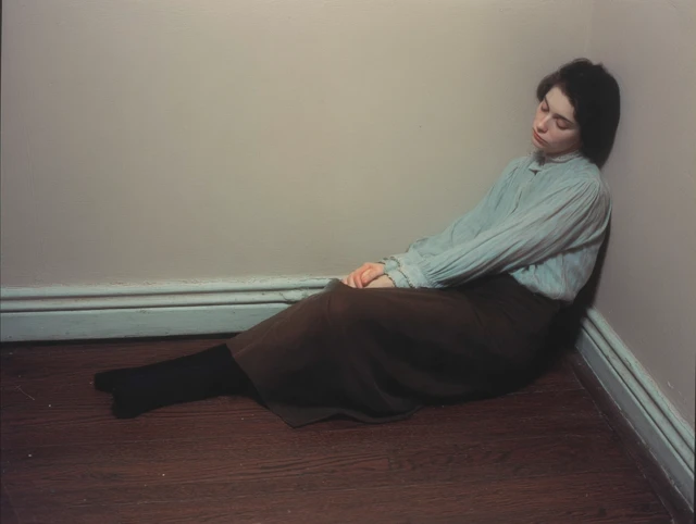Tired Woman Resting Empty Room Art