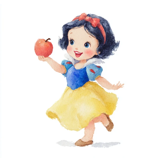 Snow White Watercolor Illustration Toddler Disney