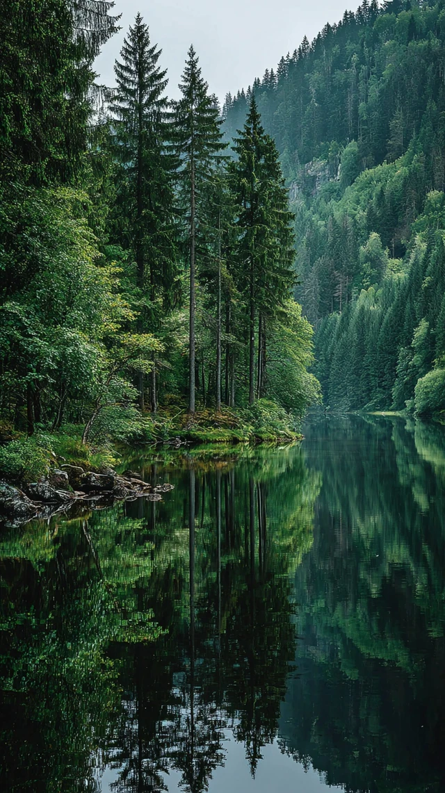 Tranquil Forest Lake Landscape Reflection