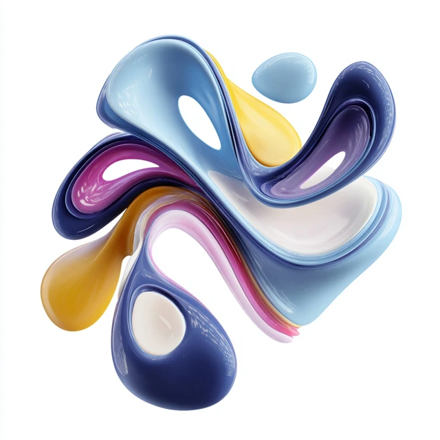 Abstract 3D Fluid Shape on White Background