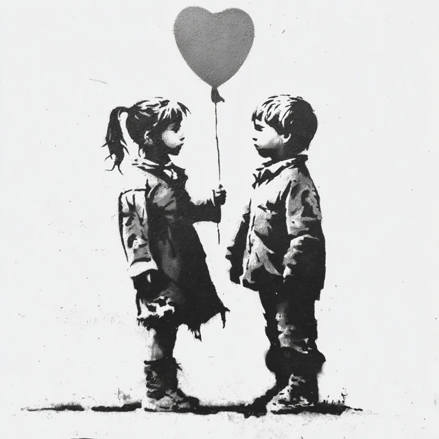 Banksy Stencil Art Children With Balloon