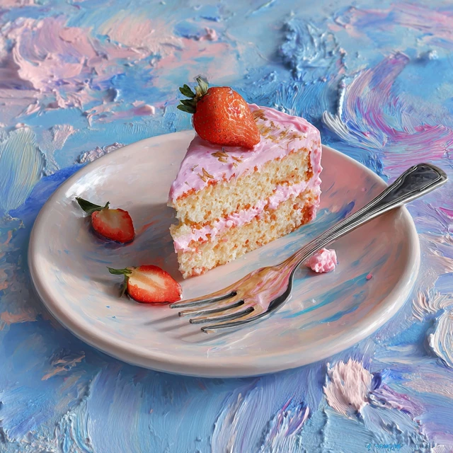 Strawberry Cake in Monet Style Art
