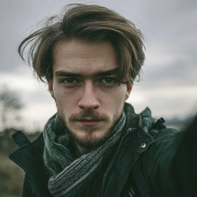 Nordic Man Selfie Portrait Handsome Young Male
