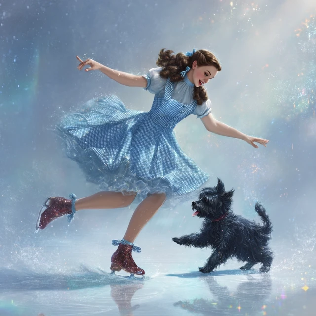 Dorothy and Toto Ice Skating Wizard of Oz Fantasy Art