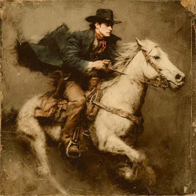 Pony Express Rider in Action Vintage 1800s