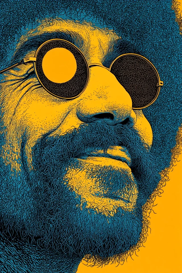 Trippy Bob Ross Mushroom Art Blacklight Poster