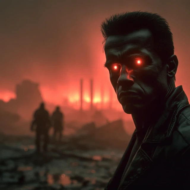 Terminator 2 Iconic Scene T800 Post Apocalyptic Battlefield
