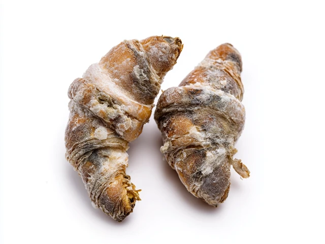 Moldy Croissants on White Background Photography
