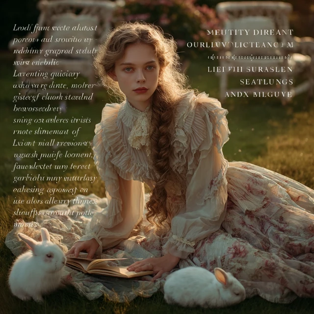 Elegant Girl in Garden Quiet Luxury Aesthetic