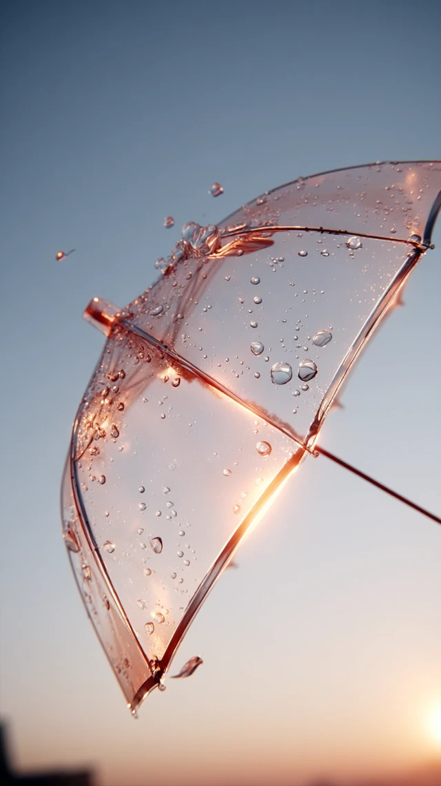 Transparent Umbrella in Rain: Artistic Close-Up