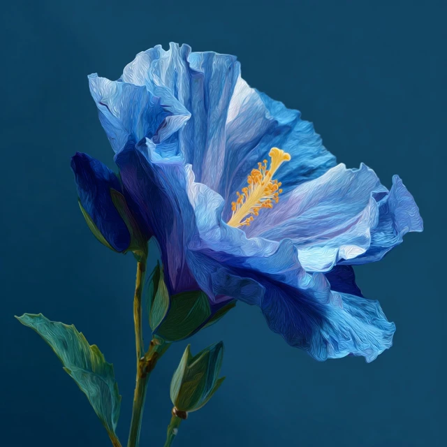 Pink Flower with Blue Background