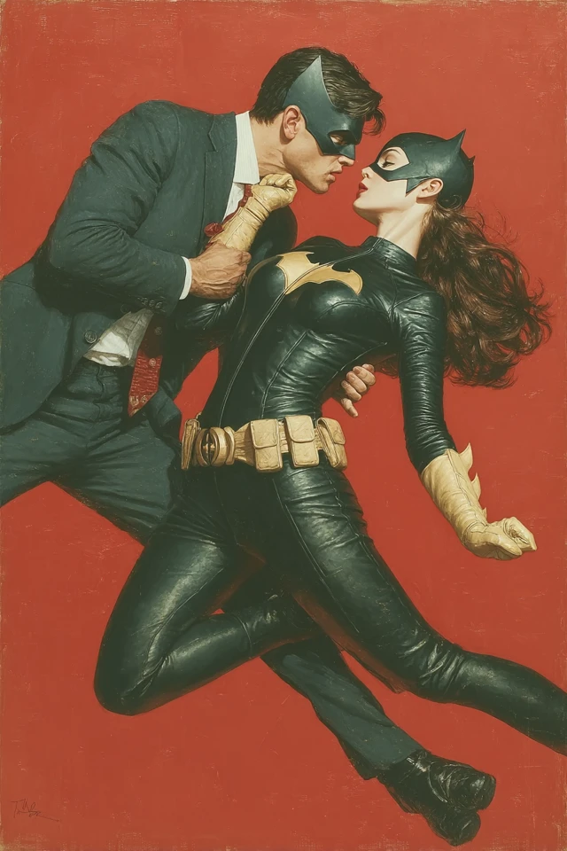 Batgirl Falling Painting Action Hero Art