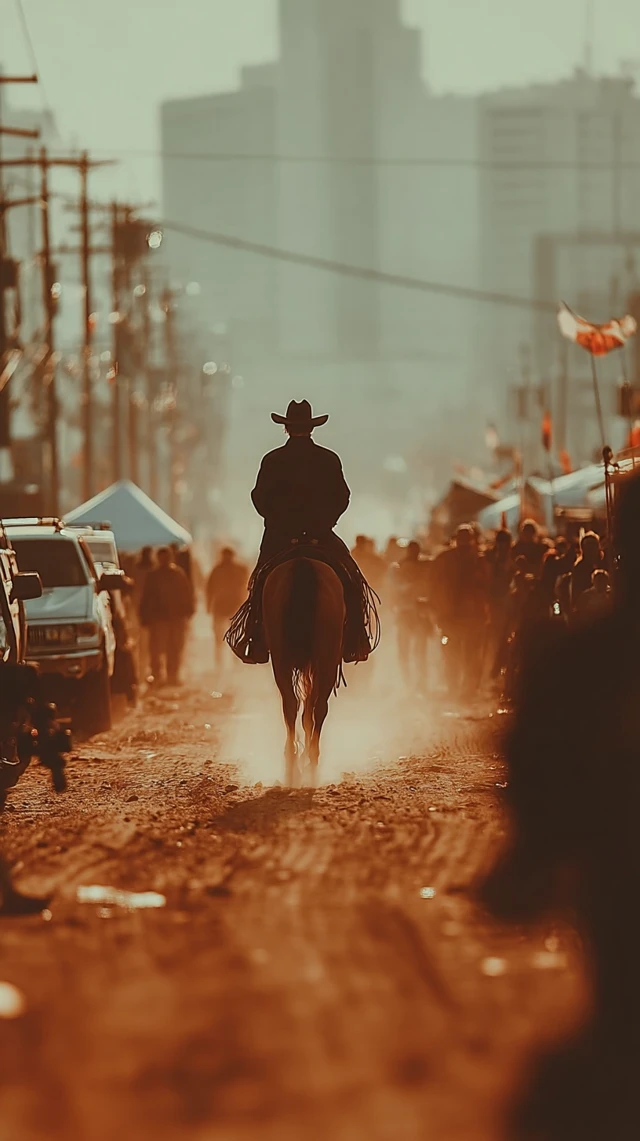 Cowboy on Horseback in the Wild West