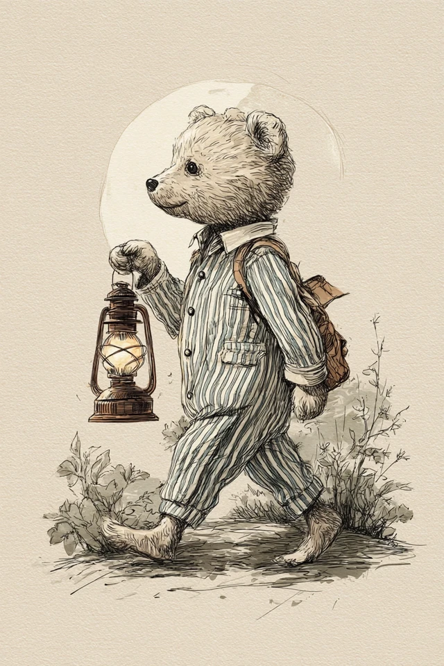 Teddy Bear in Pajamas Illustration