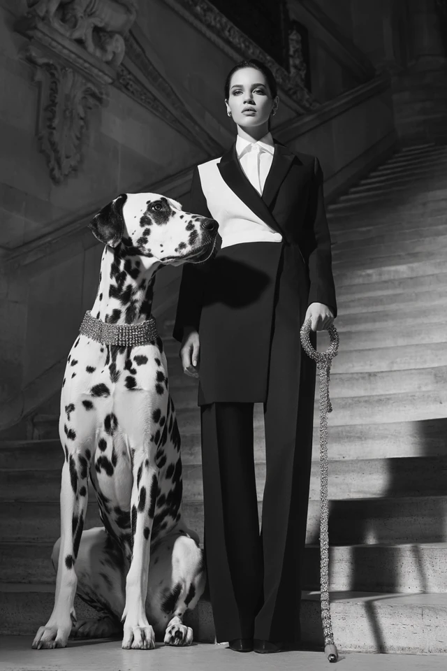 High Fashion Model and Dalmatian at MET Opera