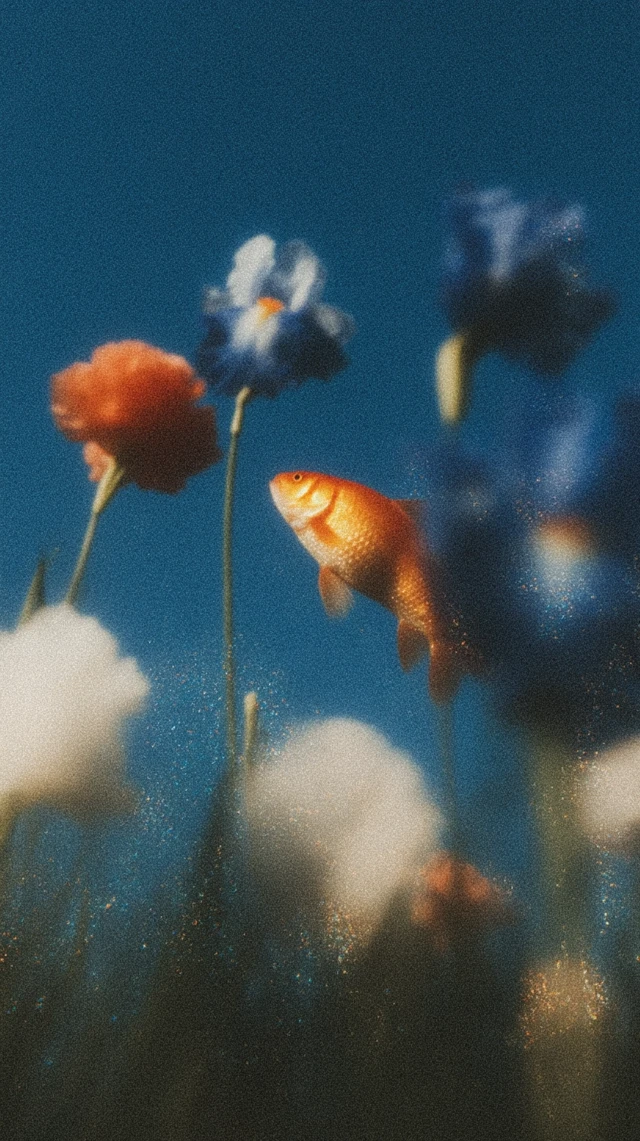 Goldfish and Flowers Serene Dreamlike Photography