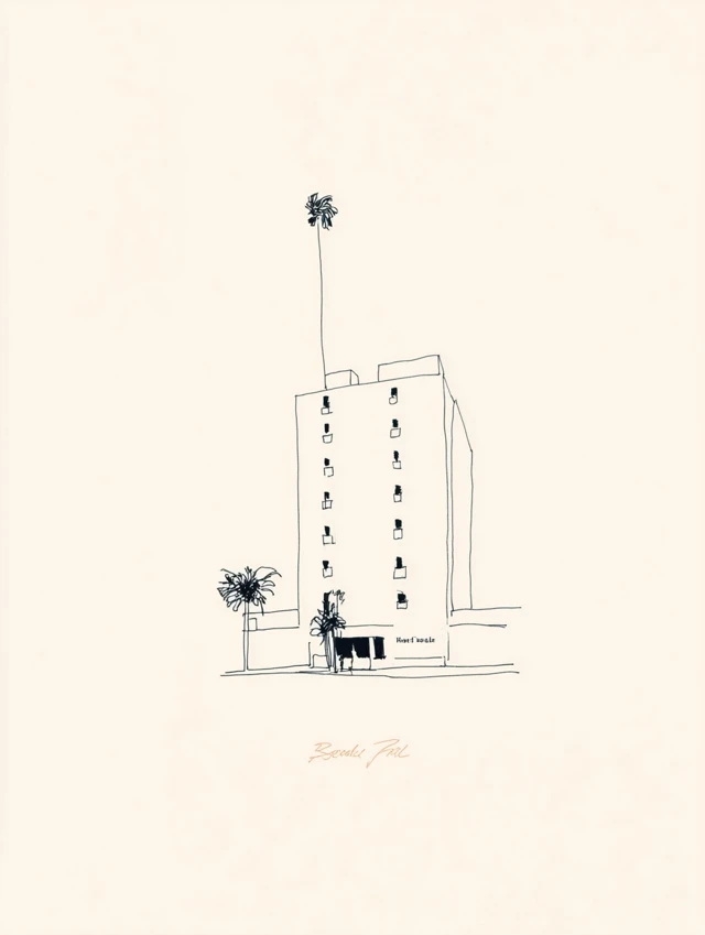 Beverly Hills Hotel Sketch by Frederic Forest