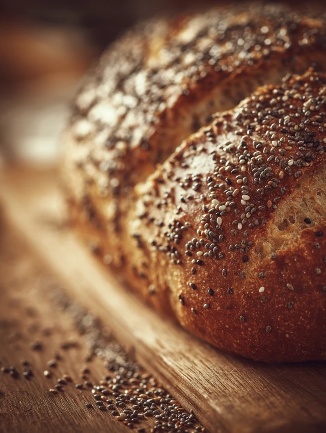 Retro Bread Photography Fresh Baked Chia Seed Loaf
