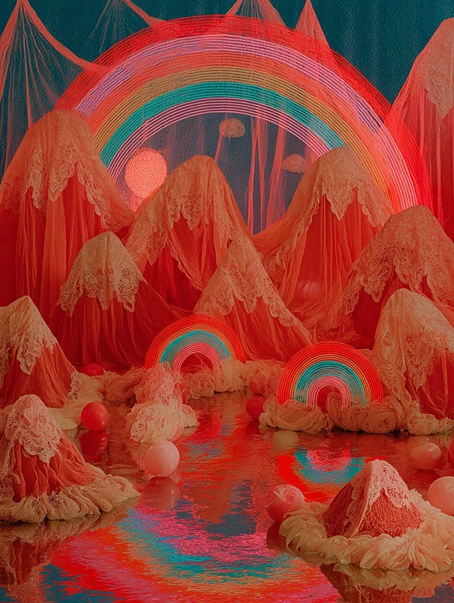 Dreamlike Vaporwave Landscape Arizona Night