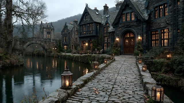 Victorian Fantasy Village Winter Scene Cinematic