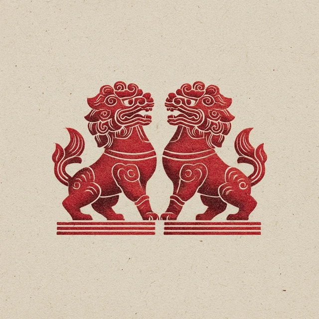 Minimalist Chinese Guardian Lion Logo Design