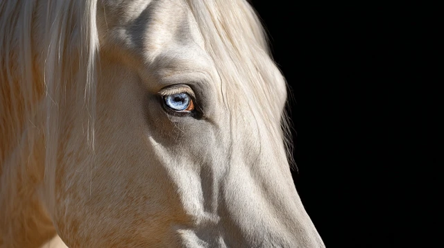 Cremello Quarter Horse with Blue Eye