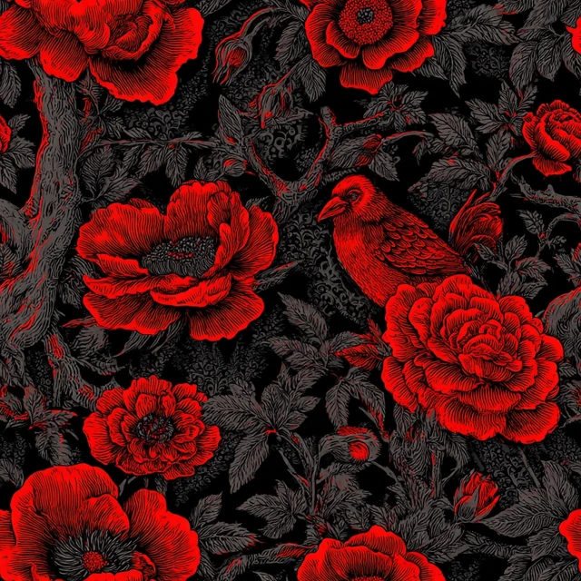 Gothic Floral Pattern Spooky Night Flowers