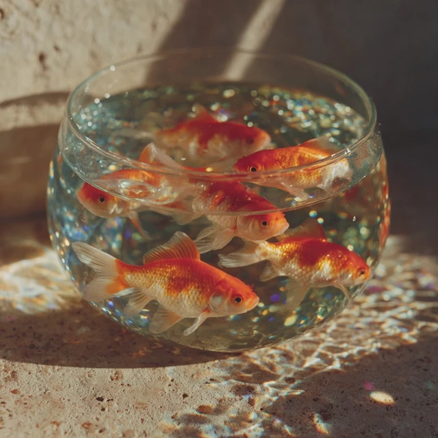 Goldfish in Bowl Sunlight Film Photography