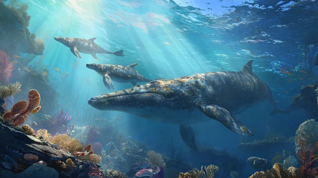 Prehistoric Underwater Scene Early Whale Ancestors