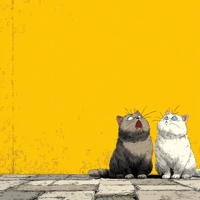 Anime Cats Funny Posing Illustration