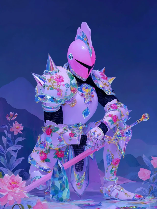 Crystal Warrior Art: Dark Fantasy with Floral Armor