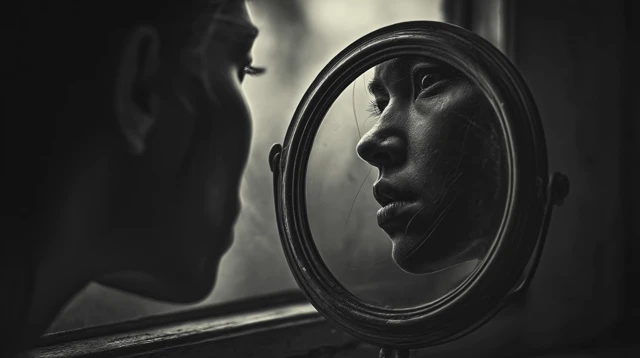 Reflection A Different Face Looking in a Mirror