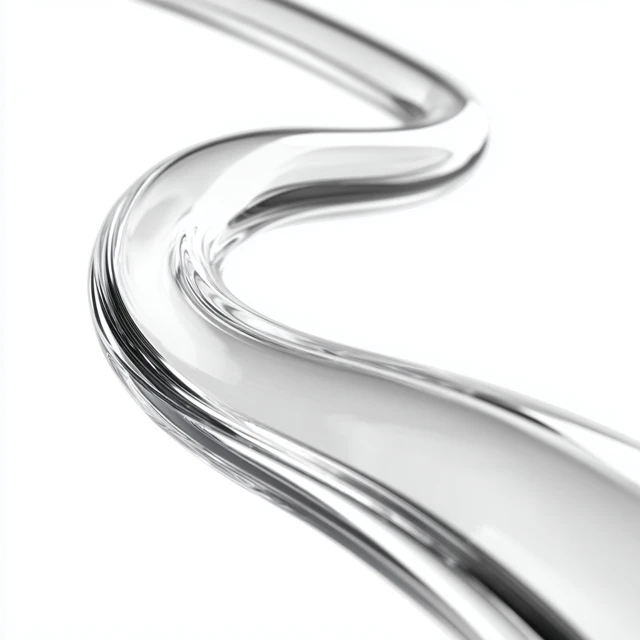 Curved Glass Line Volumetric Flowing Shape Isolated
