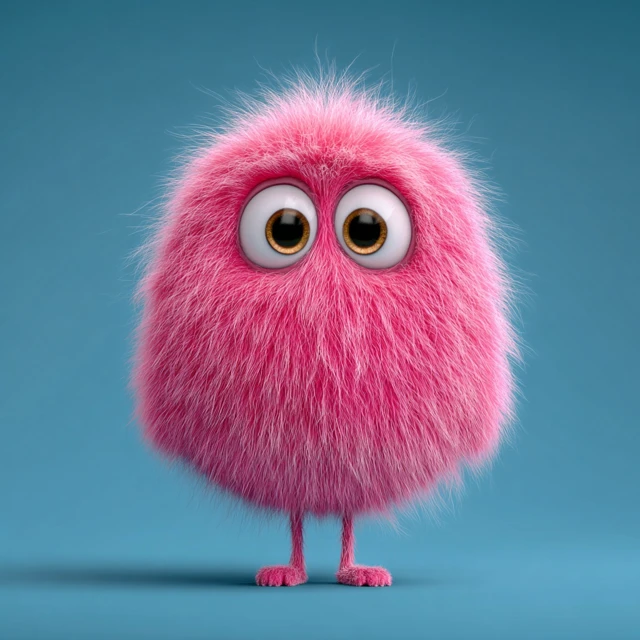Cute Pink Furry Pixar Character