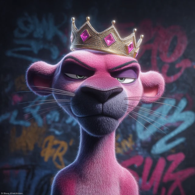 Pink Panther King Cool 3D Render